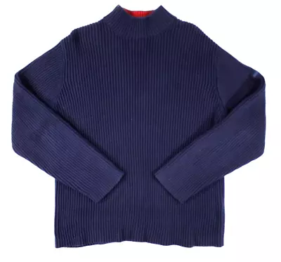 Vintage Nautica Jeans Co. Men's Ribbed Sweater Mock Neck 90s Navy Blue Size L • $17.99