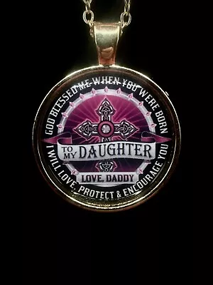 To My Daughter Circle Necklace Pendant - God Blessed Me When You Were Born Gift • $14.95