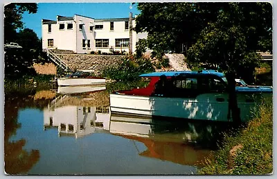 Caseville Michigan 1955 Postcard Pigeon River Scenery Boat • $3.75