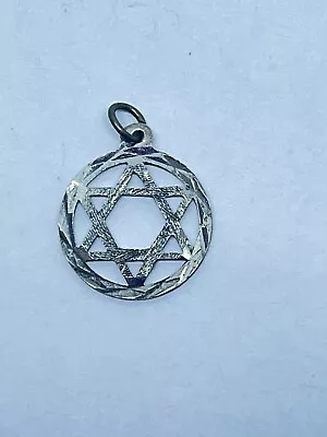 Stirling Silver 19.2mm Vintage Star Of David Pendant Charm .9g (3024) • $9.99