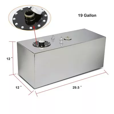 19 Gallon Aluminum Racing Drift Fuel Cell Gas Tank W/ Cap & Level Sender Sliver • $134.99