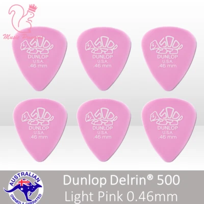 $9.83 • Buy 🔥🎸6x Genuine Jim Dunlop DELRIN 500 Lite Pink 0.46mm Guitar Picks Plectrum Pick
