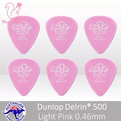 🔥🎸6x Genuine Jim Dunlop DELRIN 500 Lite Pink 0.46mm Guitar Picks Plectrum Pick • $10.19