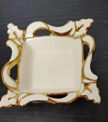 Verdici Designs Bomboniere Square White And Gold Candy Dish Or Trinket Dish • $19.95