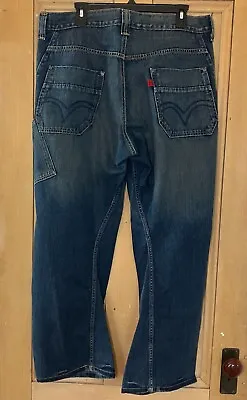 LEVI'S Mens Series 53 Work Wear Rare Baggy JNCO Style Cargo Jeans 34x30 Blue NEW • $49.94