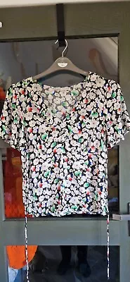 Oasis Black & Multi Colour Floral Summer Top Size 10 BNWOT  • £1.69