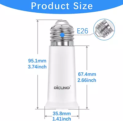 Socket Extender For E26 To E26 Standard Medium Base Max 200W Light Bulb  • $16.07