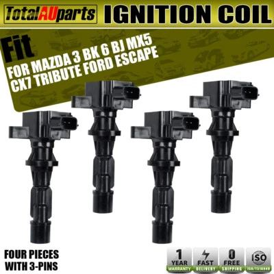 $65.99 • Buy 4x Ignition Coil For Mazda 3 BK 6 GG CX-7 ER MX-5 NC Tribute EP Ford Escape ZB