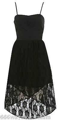 Miss Selfridge Black Bandeau Lace Dress 12 40 Wrap Hilo Mullet Skirt New BNWT • $31.08