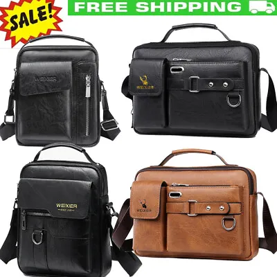 Men Classic Business Leather Laptop Bag Briefcase Work Cases Messenger Bags • £12.99