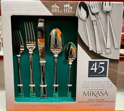 Mikasa Harmony 18/10 Stainless Steel 45-Piece Flatware Set Service For Eight • $87.99