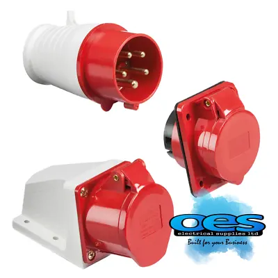 415v 32a 5 Pin Red Industrial Plugs & Sockets 3 Phase 3p+n+e Ip44 Male/female  • £4.99
