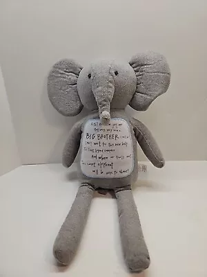 Mud Pie Big Brother To Be Sharing Gray Elephant 18  Plush Stuffed Animal • $14.99