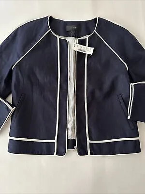 New J. Crew Suiting Women Linen Blue Jacket Size 00 • $65