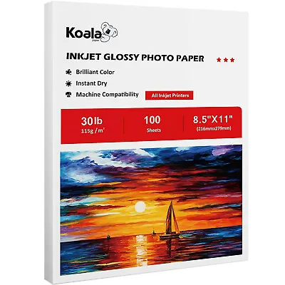 100 Sheet Koala Thin Photo Paper 8.5x11 Glossy 30lb 115g Inkjet Printer Chip Bag • $12.99