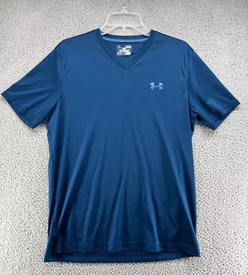 Under Armour Shirt Men Medium Blue Short Sleeve Tech Tee Gym Workout V Neck • $19.98