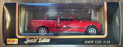 Maisto Special Edition 1:18 BMW 325i Convertible RED Metal Die Cast In Box • $19.95