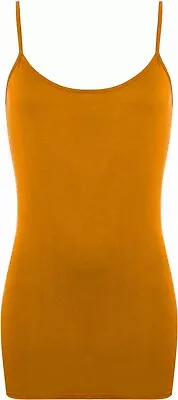 £2.99 • Buy Ladies Vest Tops Plus Size Strappy Tank Top Womans Stretchy Cami Bodycon Jersey