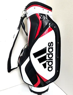 Adidas Golf Cart Staff Bag White Black Red 5 Way 8 Pocket With Rain Hood • $164.99