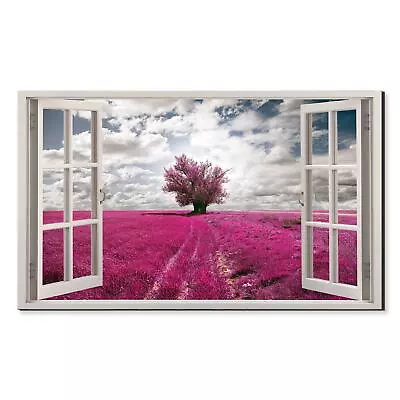 Lavender Field Lone Tree Window View Window Frame Style Modern Design Home • £39