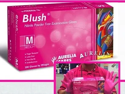 200 GLOVES Bright PINK Aurelia BLUSH Nitrile LATEX FREE Medical Exam DIsposable  • £13.25