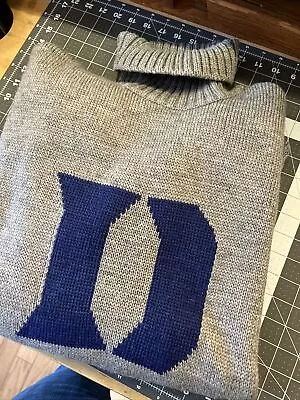 Duke Blue Devils 100% Merino Wool Sweater Grey Turtle Neck Thick Collegiate • $129