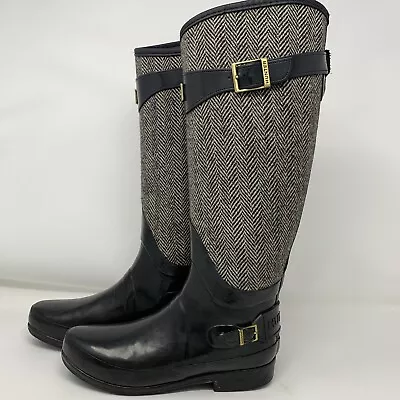 Vintage Wellington Boots Hunter Regent Apsley Tweed Herringbone Rubber 7 • $60