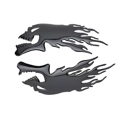 ・Black 2PCS Fuel Tank Sticker 3D Flame Skull Decal Decorations For Motorcycle • $8.13