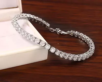 6Ct Round Cut Lab Created Diamond Women's Tennis Bracelet 14K White Gold Plated • $155.99