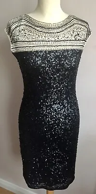 *MISS SELFRIDGE* Sequin Zip Back Dress Sparkly Embellished Party Dress  UK10 US6 • £18.99