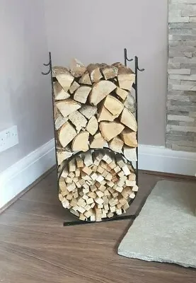 Metal Firewood Log And Kindling Holder/store/rack/basket Handmade Black • £90