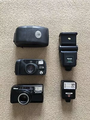 Lot Of Vintage 35mm Point And Shoot Film Cameras And Camera Flashes • $50