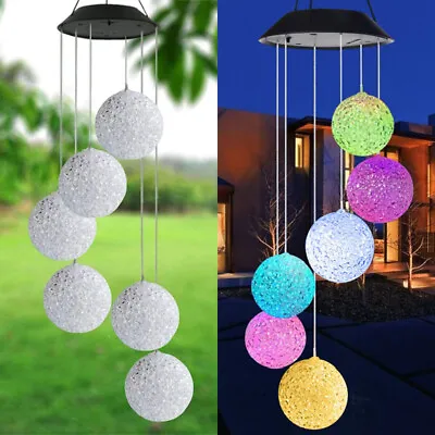 Solar Wind Chimes Lights LED Balls Color Changing Hanging Lamp Garden Home Decor • $12.45