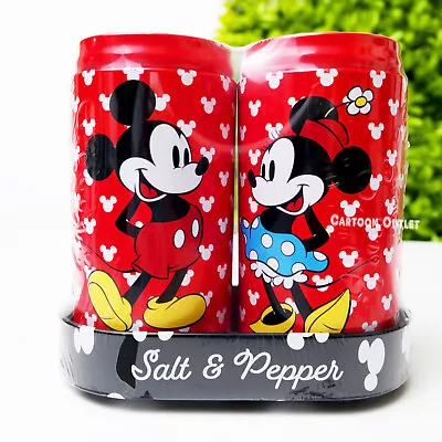 Disney Mickey Mouse & Minnie Mouse Tin Metal Salt And Pepper Shaker Set Gift New • $10.99