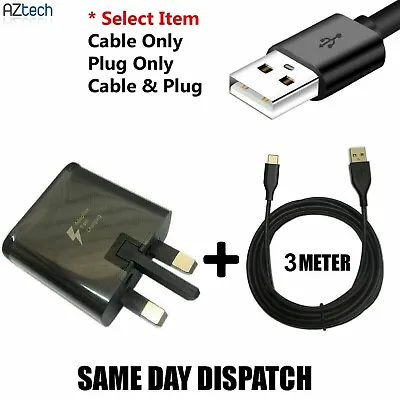 Fast Adaptive Charger Plug & 3M USB Type-C Cable For Samsung Galaxy Phones Lot • £3.95