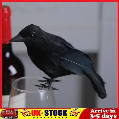 Halloween Black Raven Toy Realistic Festive Atmosphere Haunted House Decor Props • £5.30