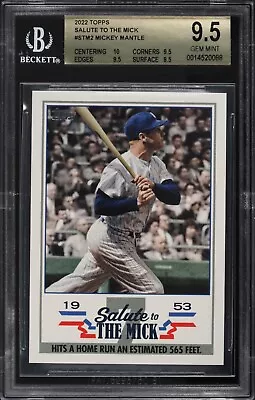 2022 Topps Salute To The Mick Mickey Mantle #STM-2 BGS 9.5 GEM MINT • $190