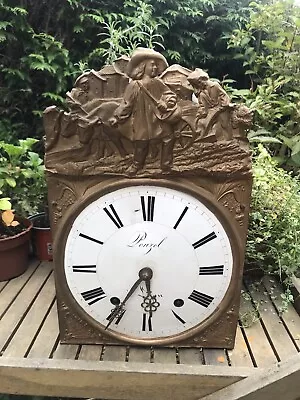 $299.99 • Buy Antique French Morbier Comtoise Grandfather Clock Brass Enamel Chiming