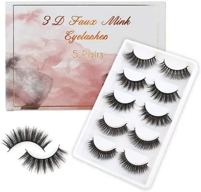 3D Mink Faux Eyelashes Long Thick Natural Fake False Eye Lashes Set Makeup UK • £2.18