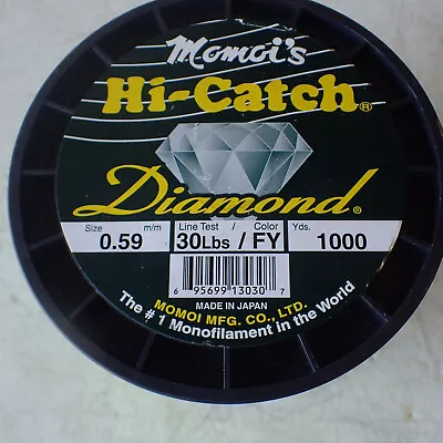 Momoi Hi-Catch Diamond Mono Florescent Yellow 30 LB Test 1000 Yds • $60