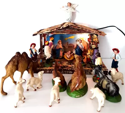 Vintage Nativity Set 21 Piece Italy Paper Mache  Creche Manger 5.5  Figures • $199