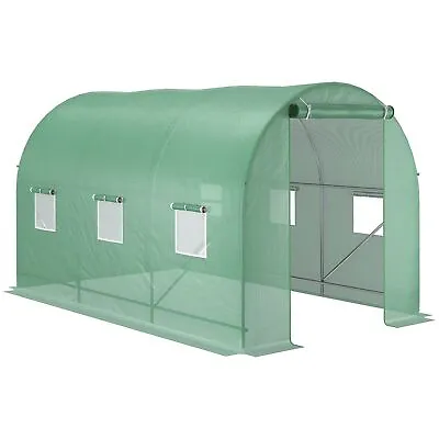 £68.99 • Buy Outsunny 3.5 X 2m Walk-In Polytunnel Greenhouse With Roll Up Door Windows Green