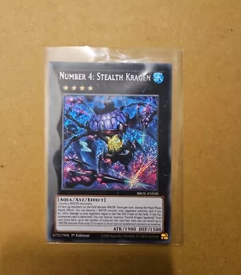 BROL-EN030 Number 4: Stealth Kragen Secret Rare 1st Edition NM Yugioh Card • £7