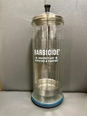 VTG Barbicide Disinfecting Glass Jar Rubber Grip Bottom 11 Inches Tall • $180
