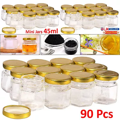 90PCS 45ml Hexagon Glass Jars Spice Herb Jam Mason Top Airtight Mini Bottles Jar • £25.89