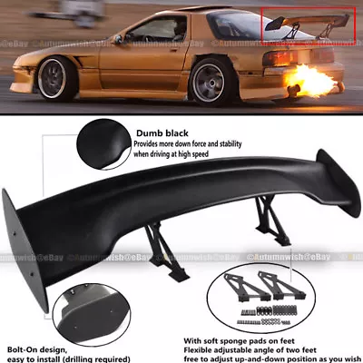 For JDM 57  GT Style Adjustable Bracket Down Force Spoiler Wing ABS Black  • $94.99