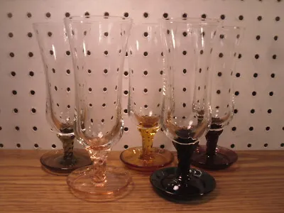 Vintage Short Stem Rainbow Flute Wine Glass Lot Of 4 • $15.77