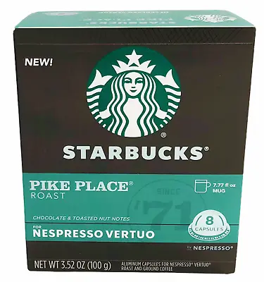 £12.48 • Buy Starbucks Pike Place Roast Coffee Nespresso Vertuo 8 Capsules 3.52 Oz