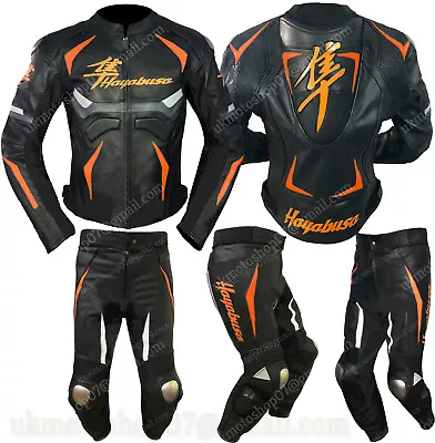 SUZUKI HAYABUSA Motorbike Leather Suit Motorcycle Leather Biker Jacket Trouser • $290.47