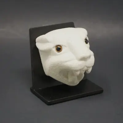 Aztec Maya Jaguar Head Art Sculpture White Marble Mini • $15